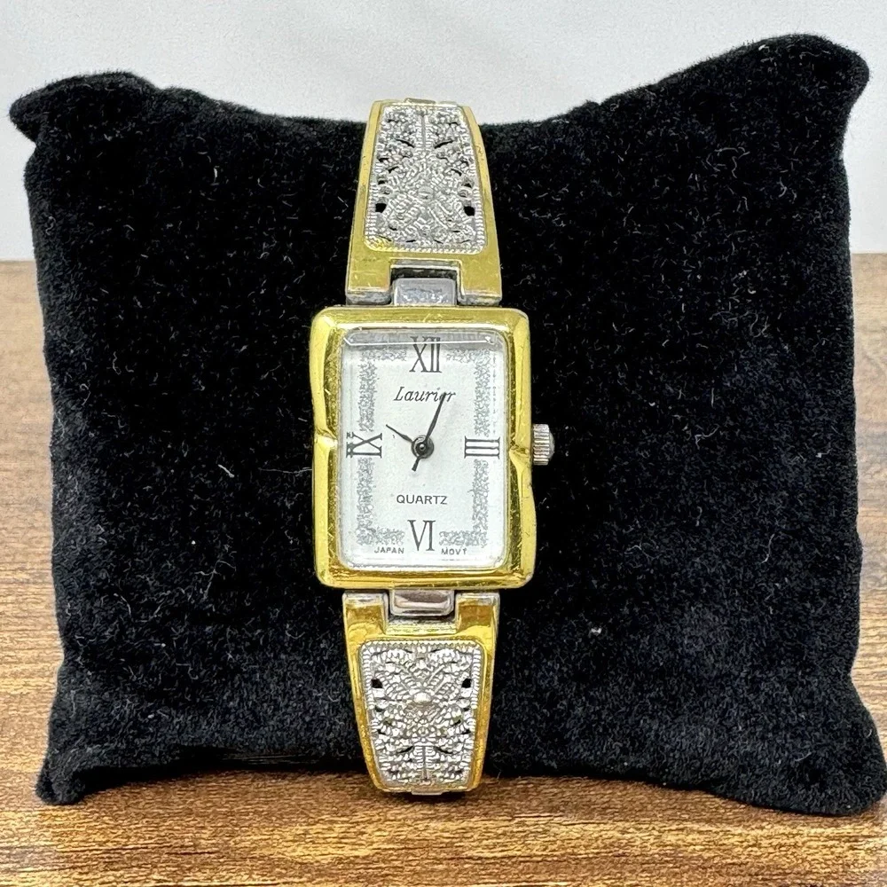 Laurier Women's Watch 19mm Gold &Silver Tone Tank Running New Battery Fashion